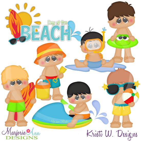 Beach Fun Boys Cutting Files-Includes Clipart - Click Image to Close